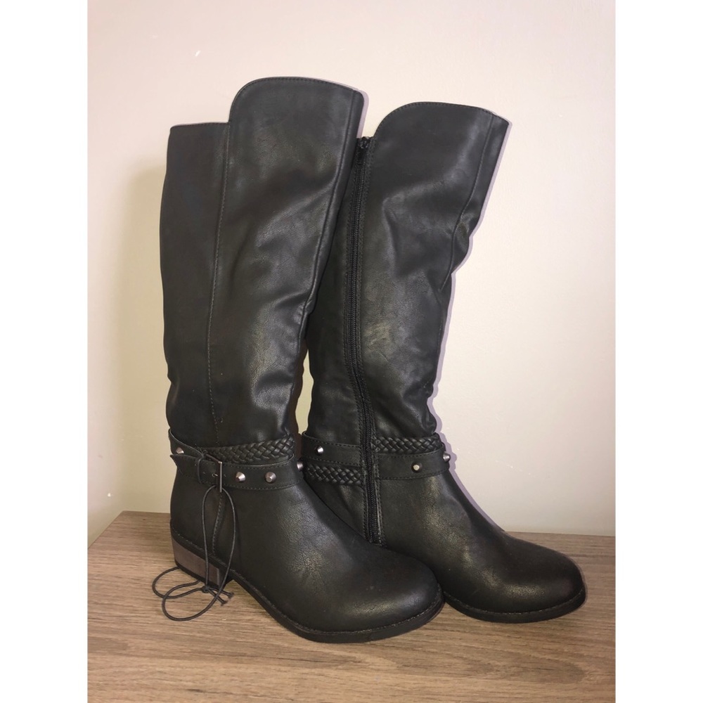 Winter black knee high boots